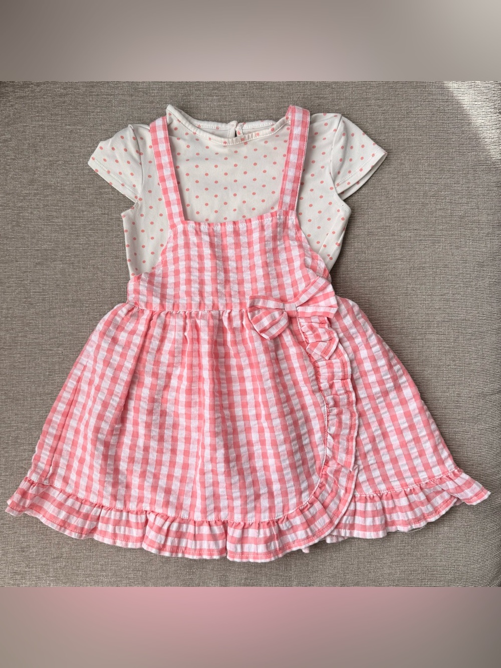 Just Lizzy Girls’ 24M Pink Gingham Dress & Bodysuit Set